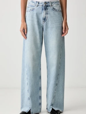 BOSS Orange jeansy wide leg damskie C_MARLENE SLIT HR niebieski