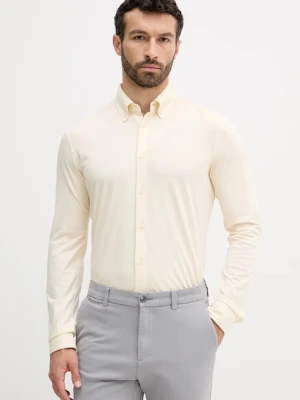 BOSS Orange koszula bawełniana męska kolor beżowy slim z kołnierzykiem button-down 50543089