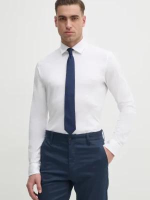 BOSS Orange koszula bawełniana męska kolor biały slim z kołnierzykiem klasycznym 50519748