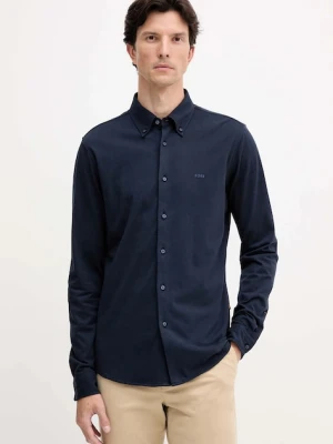 BOSS Orange koszula bawełniana męska kolor granatowy slim z kołnierzykiem button-down 50543089