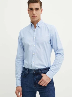 BOSS Orange koszula bawełniana męska kolor niebieski regular z kołnierzykiem button-down 50519707