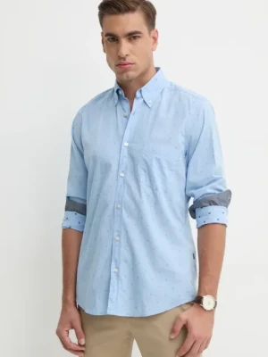 BOSS Orange koszula bawełniana męska kolor niebieski regular z kołnierzykiem button-down 50524706