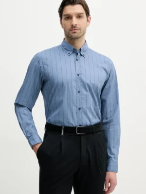 BOSS Orange koszula bawełniana męska kolor niebieski regular z kołnierzykiem button-down 50537368