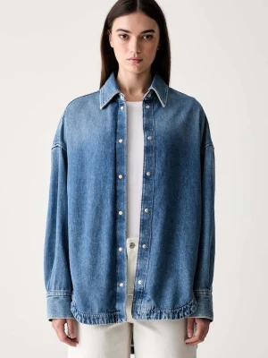 BOSS Orange koszula damska jeansowa C_OVERSHIRT 4.0 niebieski