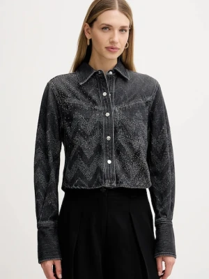 BOSS Orange koszula jeansowa damska kolor szary regular z kołnierzykiem klasycznym 50548445