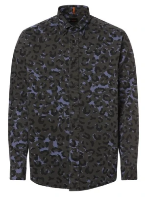 BOSS Orange Koszula męska - Lambey_1 Mężczyźni Comfort Fit Bawełna niebieski|zielony wzorzysty,