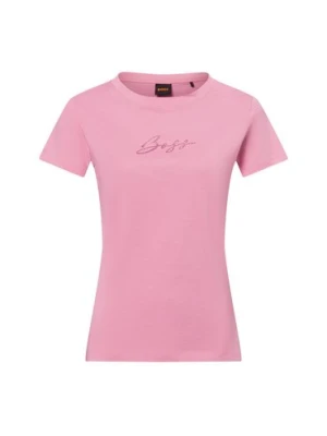 BOSS Orange Koszulka damska - Esogo Kobiety Bawełna różowy jednolity,