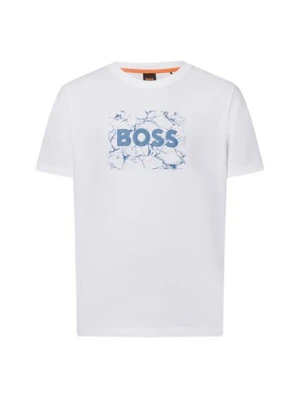 BOSS Orange Koszulka męska - Logospace Mężczyźni Bawełna biały nadruk,