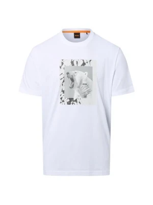 BOSS Orange Koszulka męska - Lupo Mężczyźni Bawełna biały nadruk,