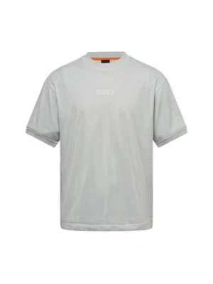 BOSS Orange Koszulka męska - Summer Mesh Mężczyźni zielony jednolity,