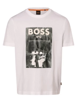 BOSS Orange Koszulka męska - Te_BossTicket Mężczyźni Bawełna biały nadruk,