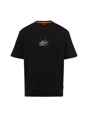 BOSS Orange Koszulka męska - Te_voyage Mężczyźni Bawełna czarny jednolity,