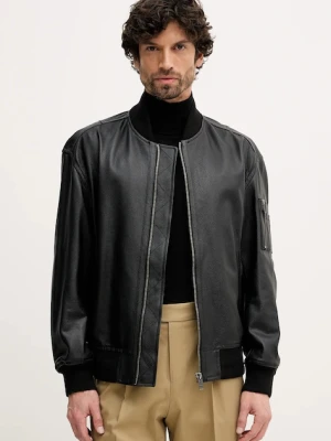 BOSS Orange kurtka skórzana Jakri kolor czarny przejściowa 50552151