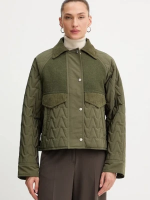 BOSS Orange kurtka z dodatkiem wełny kolor zielony przejściowa 50547326