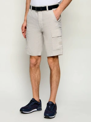 BOSS ORANGE Lniane szorty Sisla_Cargo_S1 | Relaxed fit beżowy
