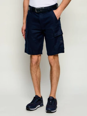 BOSS ORANGE Lniane szorty Sisla_Cargo_S1 | Relaxed fit granatowy