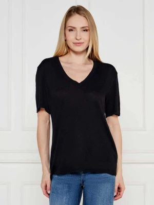 BOSS ORANGE Lniany t-shirt C_Ela_1 | Regular Fit czarny