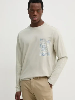 BOSS Orange longsleeve bawełniany kolor beżowy z nadrukiem 50534926