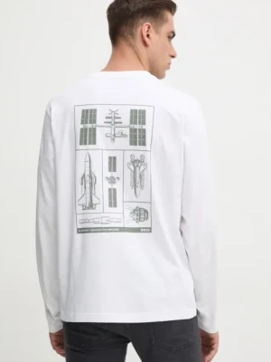BOSS Orange longsleeve bawełniany kolor biały gładki 50528213