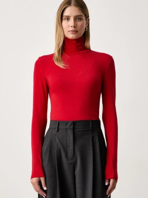 BOSS Orange longsleeve damski z lyocellem C_Eliana czerwony