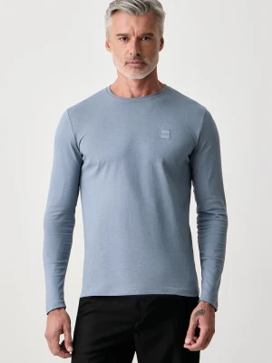 BOSS Orange longsleeve męski bawełniany Tacks niebieski