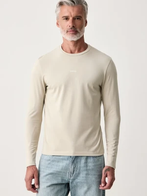 BOSS Orange longsleeve męski bawełniany z elastanem TChark beżowy