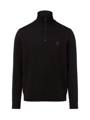 BOSS Orange Męska bluza nierozpinana Mężczyźni Materiał dresowy czarny jednolity,