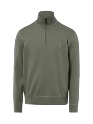 BOSS Orange Męska bluza nierozpinana Mężczyźni Materiał dresowy zielony jednolity,