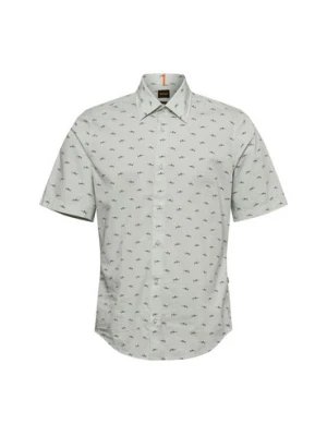 BOSS Orange Męska koszula casual Mężczyźni Regular Fit Bawełna zielony wzorzysty,