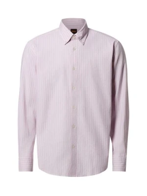 BOSS Orange Męska koszula casual - Ricoplus Mężczyźni Regular Fit Bawełna różowy|biały w paski,