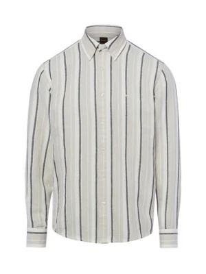 BOSS Orange Męska koszula casual z lnem - Ricoplus Mężczyźni Regular Fit Bawełna szary,