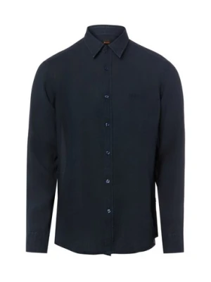 BOSS Orange Męska koszula lniana - Relegant Mężczyźni Regular Fit len niebieski,