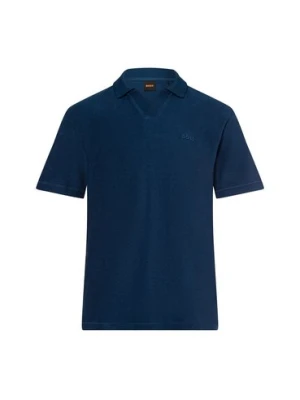 BOSS Orange Męska koszulka polo - Pe_doubletowel Mężczyźni Bawełna niebieski jednolity,