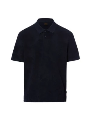 BOSS Orange Męska ręcznikowa koszulka polo - Pe_Flower Mężczyźni Bawełna niebieski,