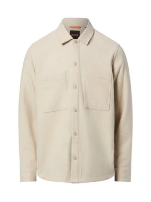 BOSS Orange Męska wełniana bluza - Locky Mężczyźni Regular Fit Wełna beżowy marmurkowy,