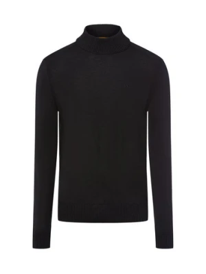 BOSS Orange Męski sweter z dzianiny - Avac Mężczyźni wełna ze strzyży czarny jednolity,