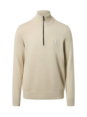 BOSS Orange Męski sweter z dzianiny z kaszmirem - Kanobix Mężczyźni Bawełna beżowy jednolity,