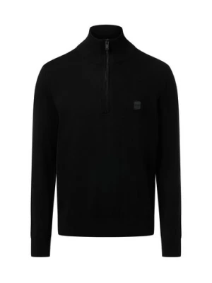 BOSS Orange Męski sweter z dzianiny z kaszmirem - Kanobix Mężczyźni Bawełna czarny jednolity,