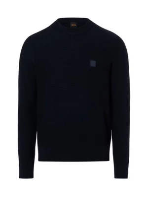 BOSS Orange Męski sweter z dzianiny z zawartością kaszmiru - Anion_S Mężczyźni Bawełna niebieski jednolity,