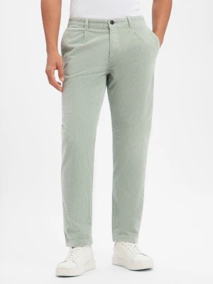 BOSS Orange Męskie chino sztruksowe Mężczyźni Sztruks zielony jednolity,