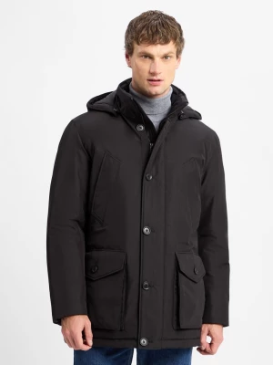 BOSS Orange Parka męska Mężczyźni Sztuczne włókno czarny jednolity,