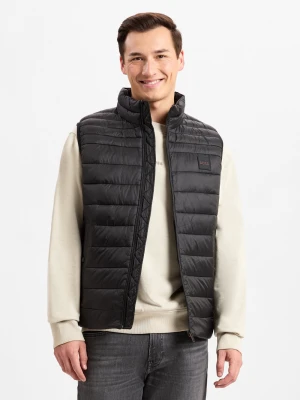 BOSS Orange Pikowana kamizelka męska - Odeno Mężczyźni Sztuczne włókno czarny jednolity,