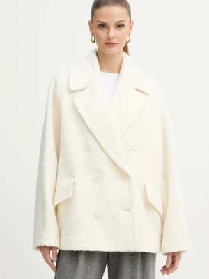 BOSS Orange płaszcz z dodatkiem wełny kolor biały 50548664