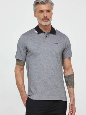 BOSS Orange polo bawełniane kolor czarny melanżowy 50507814