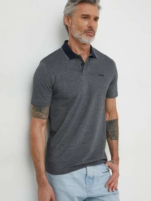 BOSS Orange polo bawełniane kolor niebieski melanżowy 50507814