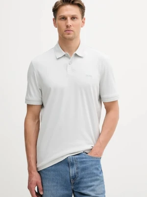 BOSS Orange polo bawełniane kolor szary gładki 50520109