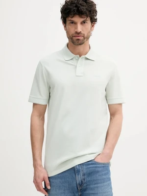 BOSS Orange polo bawełniane kolor turkusowy gładki 50507813