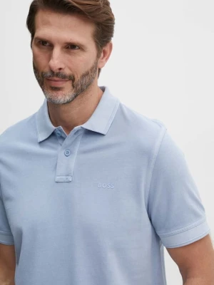 BOSS Orange polo bawełniane kolor turkusowy gładki 50507813