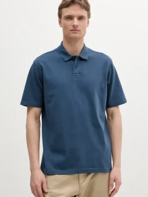 BOSS Orange polo bawełniane męski kolor granatowy gładki 50519740