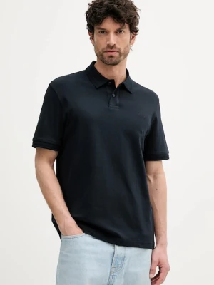 BOSS Orange polo bawełniane męski kolor granatowy gładki 50520109